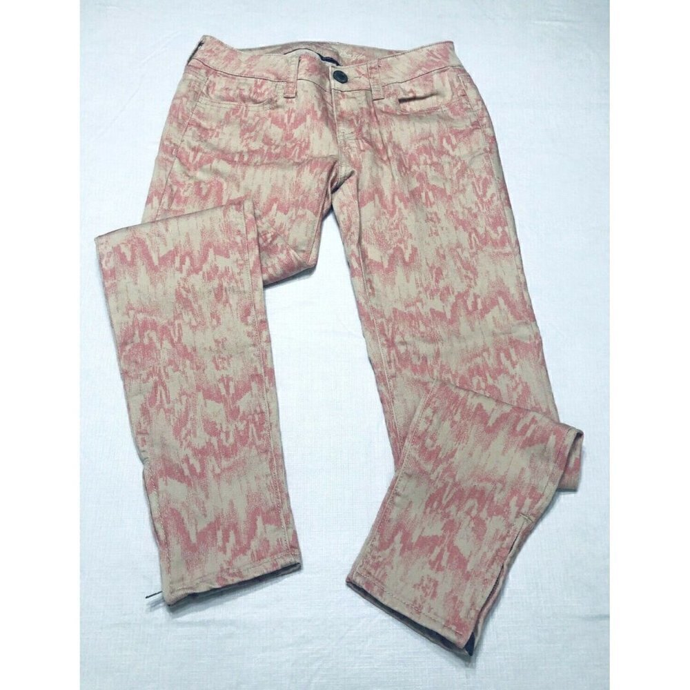 American Eagle Womens Size 0 Pink Jeggings Aztec Boho Zipper Ankle Pants Stretch